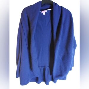 Lilly Pulitzer Cashmere Women's Blue Cardigan Sweatersize L Wide Collar Luxury